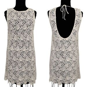 Olivaceous Women's Crochet Lace Dress Medium Ivory Coverup Festival Beachy NEW